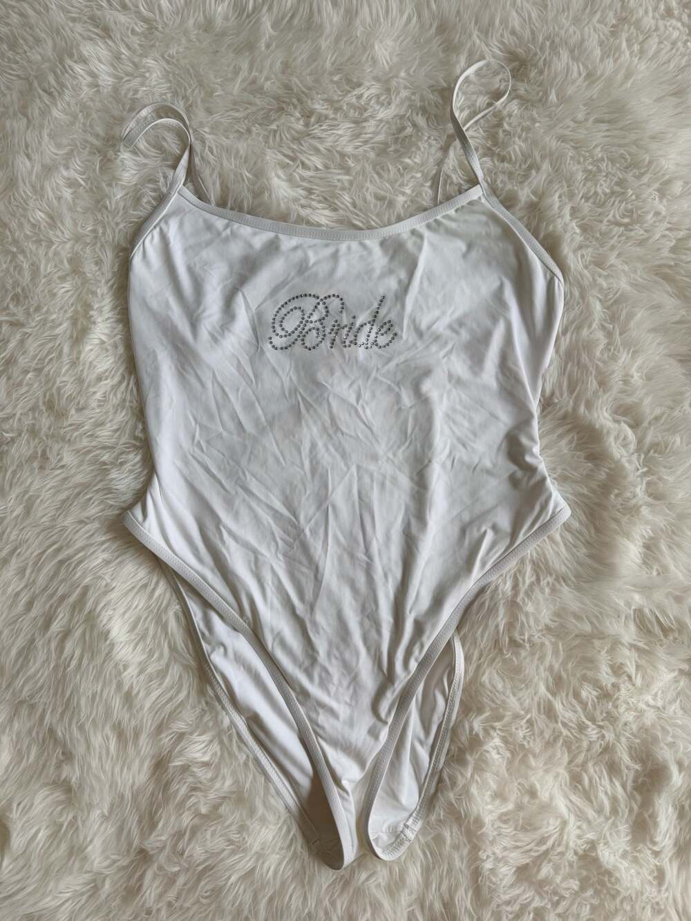 Bride Rhinestone Bodysuit White